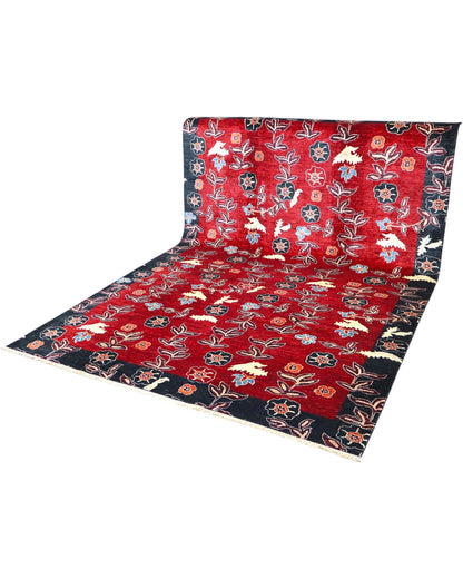 Tappeto Persiano Moderno 296x204 cm Fucsia e Blu Floreale