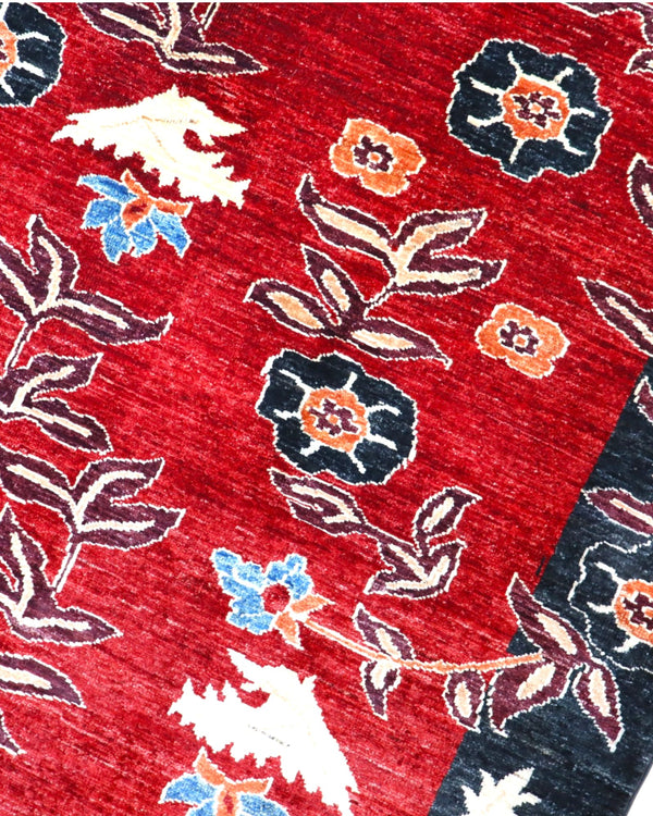 Tappeto Persiano Moderno 296x204 cm Fucsia e Blu Floreale