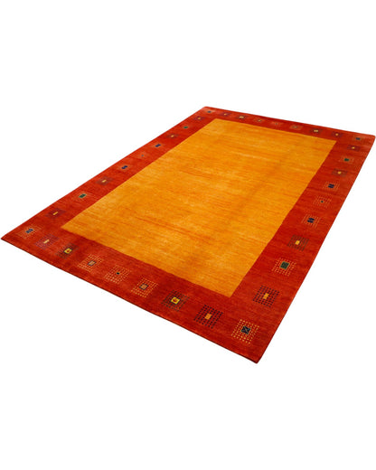 Tappeto per soggiorno 297x200 cm arancio caldo e rosso in stile persiano moderno.