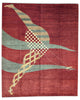 Tappeto 297x247 cm rosso terracotta con uccello stilizzato per soggiorno elegante.