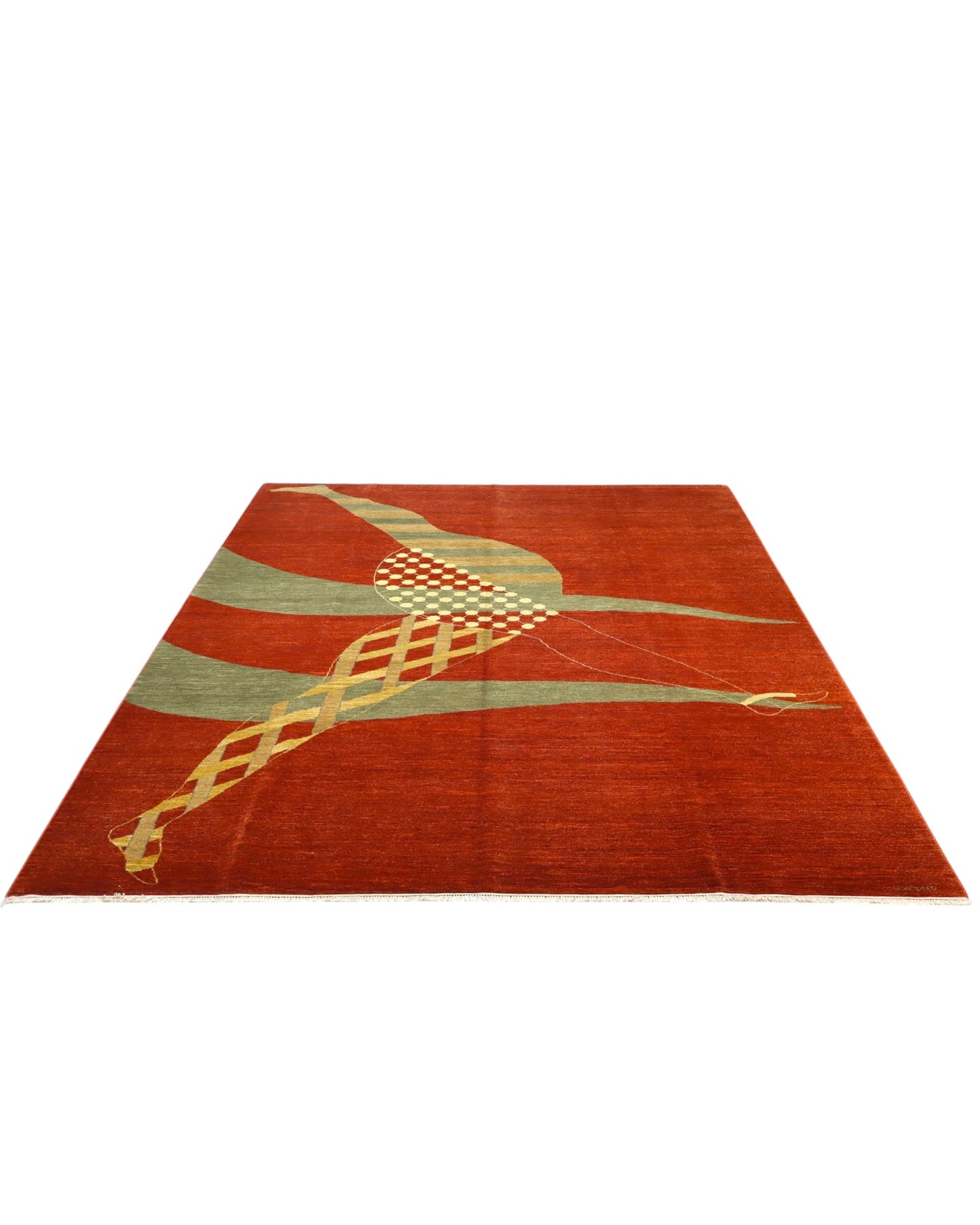 Tappeto elegante 297x247 cm con motivo naturalistico rosso per grandi spazi interni.