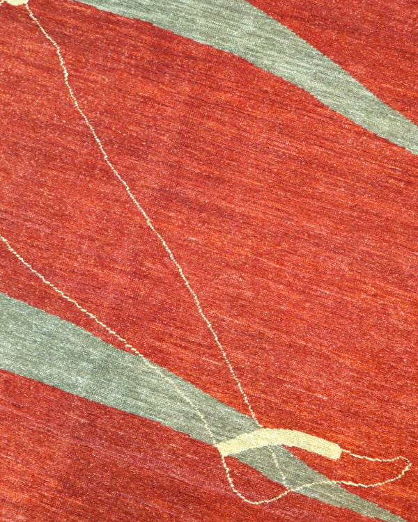 Tappeto Persiano Moderno 297x247 cm Rosso Terracotta con Uccello Stilizzato