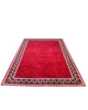 Tappeto 300x200 cm rosso rubino con dettagli neri e avorio per zona living.