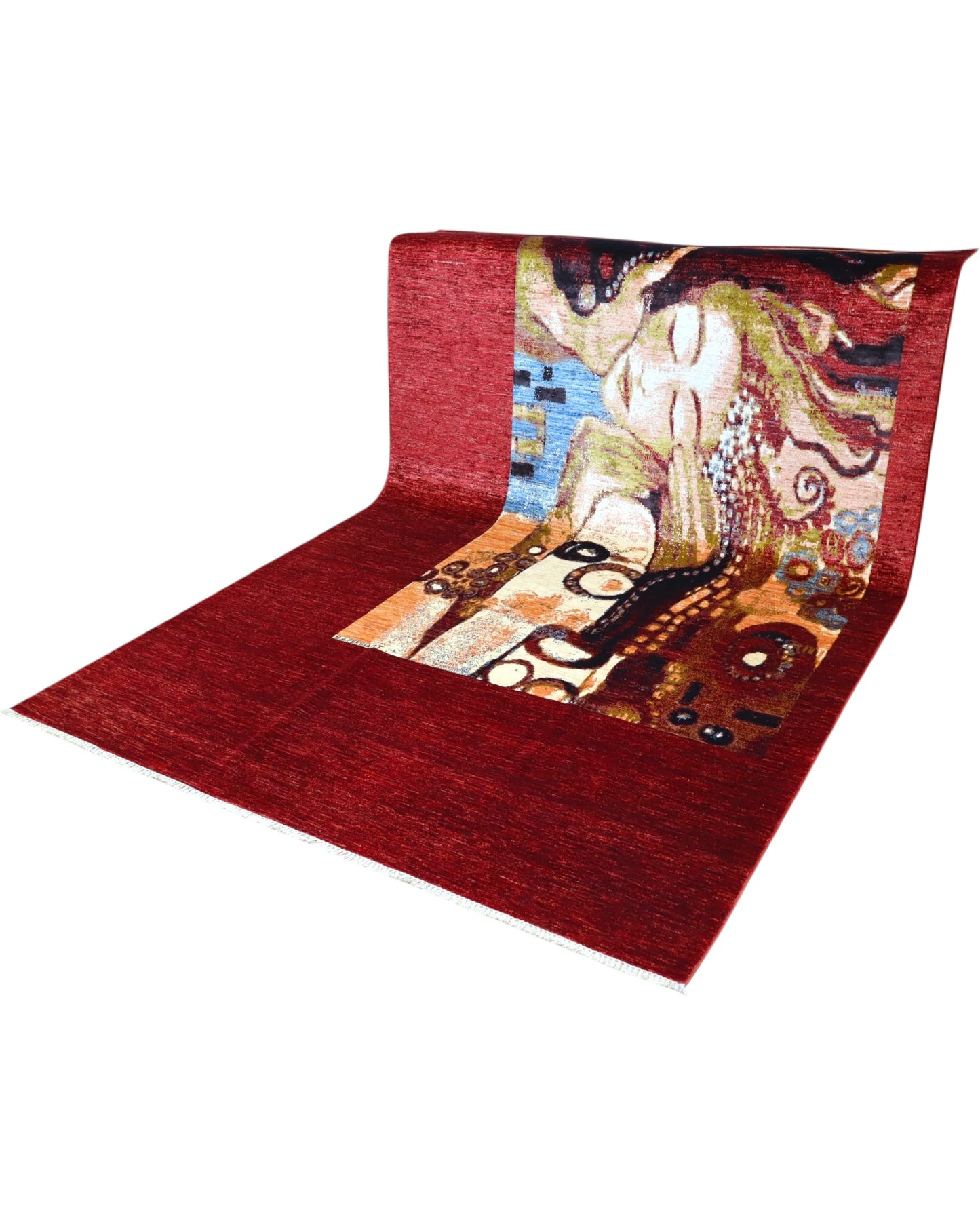 Tappeto persiano moderno 300x200 cm rosso e oro per zona living raffinata.