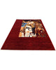 Tappeto 300x200 cm in lana rosso bordeaux con pannello centrale per studio elegante.
