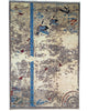 Tappeto 300x204 cm beige e blu con motivo astratto per soggiorno elegante.