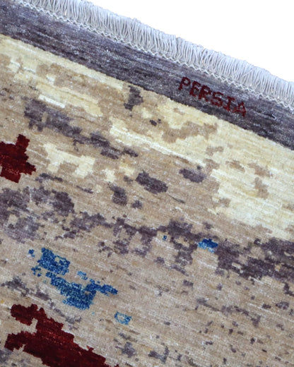 Tappeto Persiano Moderno 300x204 cm Beige e Blu Astratto