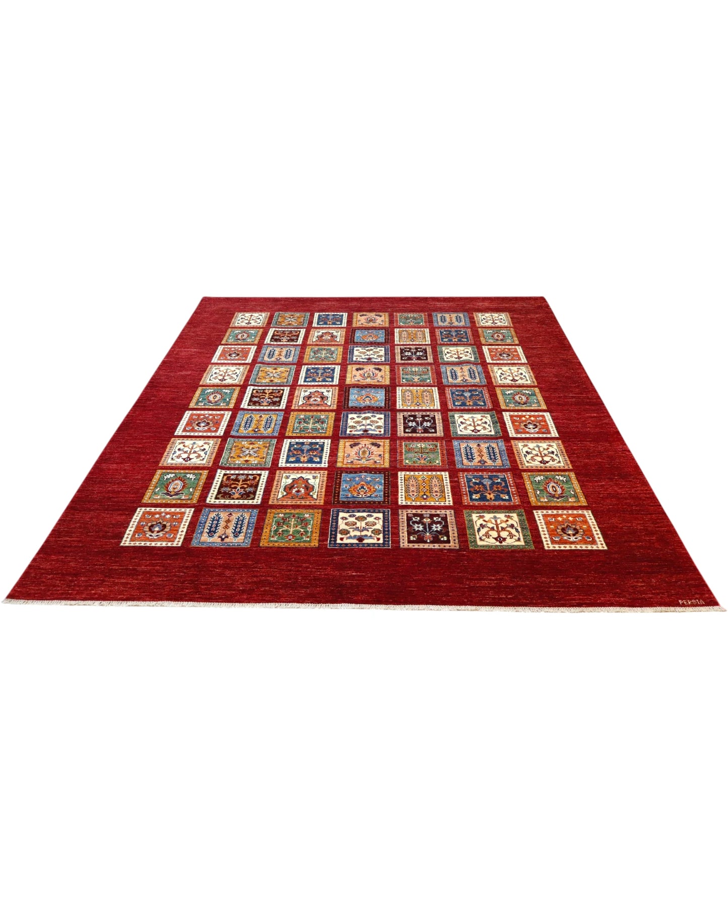 Tappeto persiano moderno 300x245 cm in lana rossa per zona living raffinata.