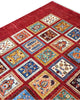 Tappeto elegante 300x245 cm rosso e blu con disegno geometrico per grandi spazi.
