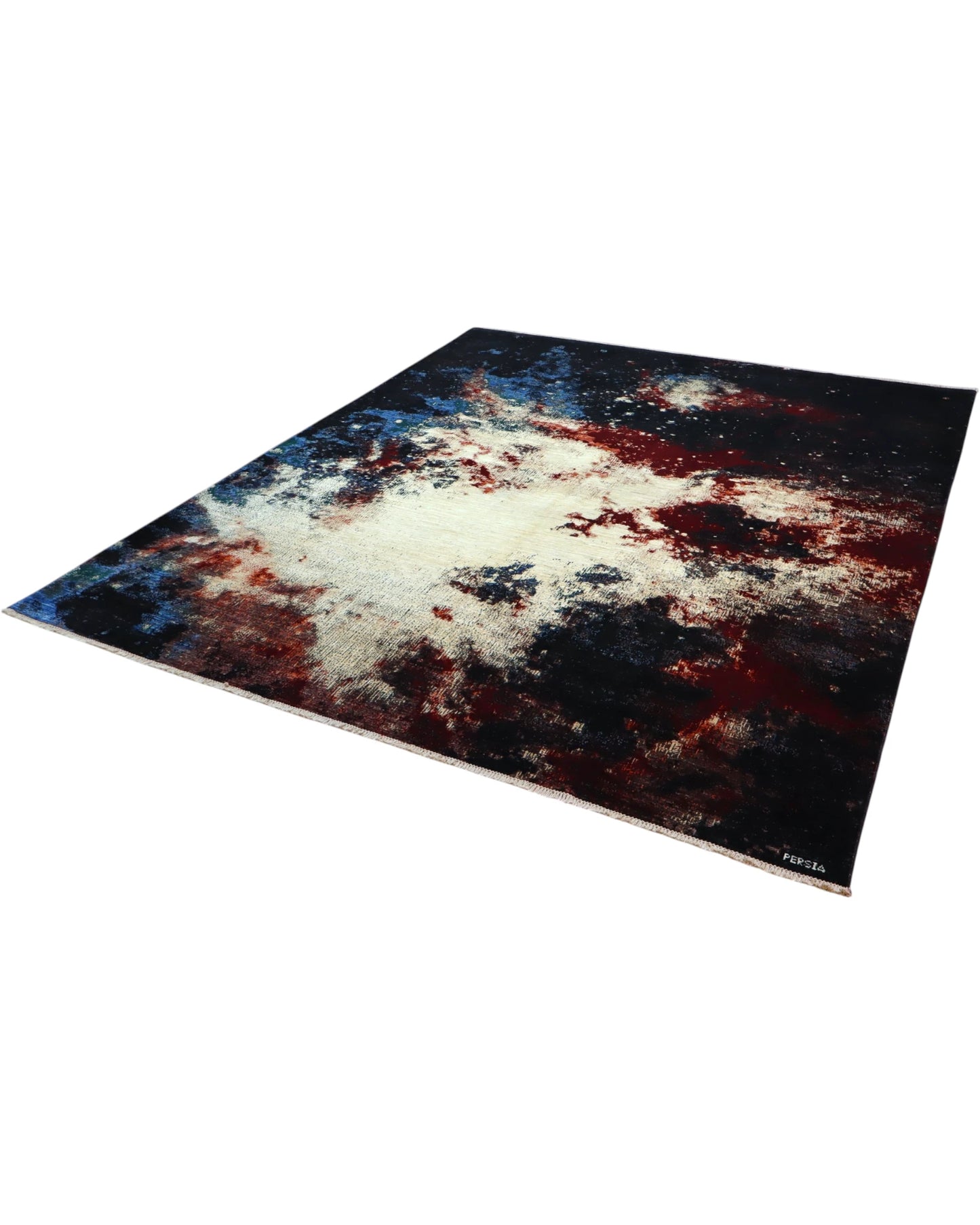 Tappeto Persiano Moderno 300x248 cm Astratto Nero Rosso e Blu