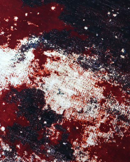 Tappeto Persiano Moderno 300x248 cm Astratto Nero Rosso e Blu
