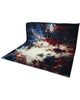 Tappeto 300x248 cm rosso bordeaux blu e nero per sala da pranzo contemporanea.