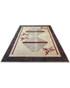 Tappeto elegante 302x201 cm avorio con bordo grigio per grandi spazi interni.