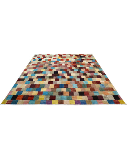 Tappeto Persiano Moderno 302x240 cm Multicolore Patchwork Geometrico