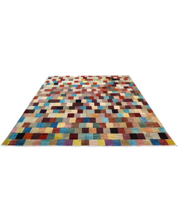 Tappeto Persiano Moderno 302x240 cm Multicolore Patchwork Geometrico