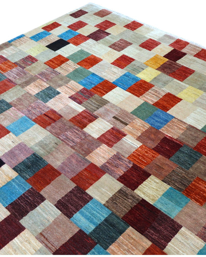 Tappeto Persiano Moderno 302x240 cm Multicolore Patchwork Geometrico