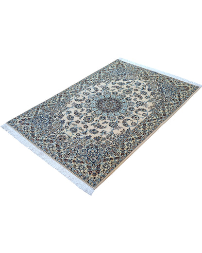 Tappeto Persiano habibian Nain 174x116cm Beige Blu Medaglione Floreale