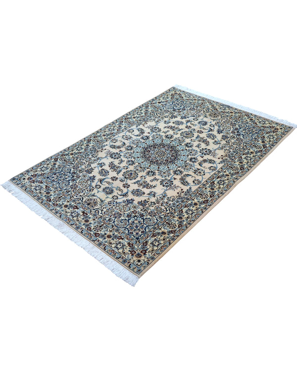 Tappeto Persiano habibian Nain 174x116cm Beige Blu Medaglione Floreale