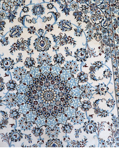 Tappeto Persiano habibian Nain 174x116cm Beige Blu Medaglione Floreale