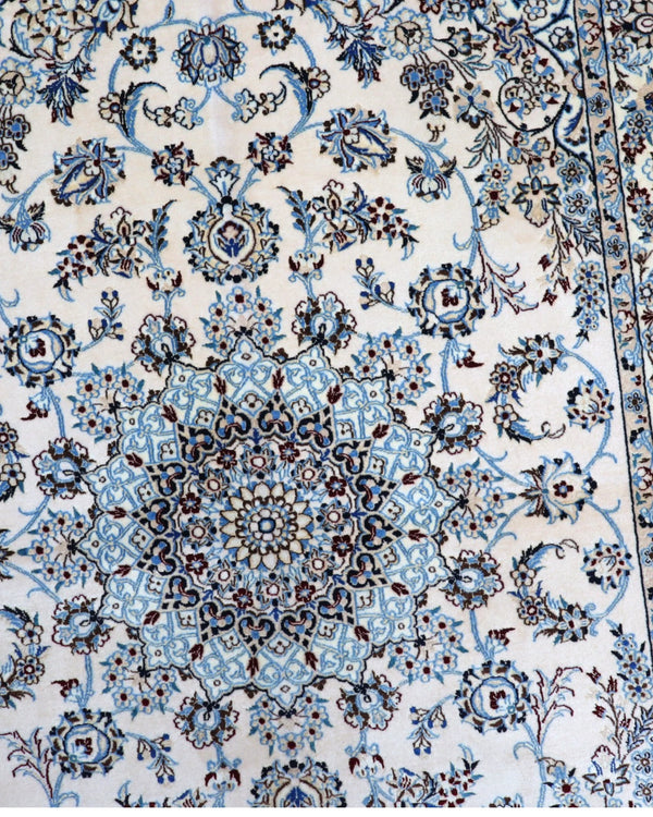 Tappeto Persiano habibian Nain 174x116cm Beige Blu Medaglione Floreale