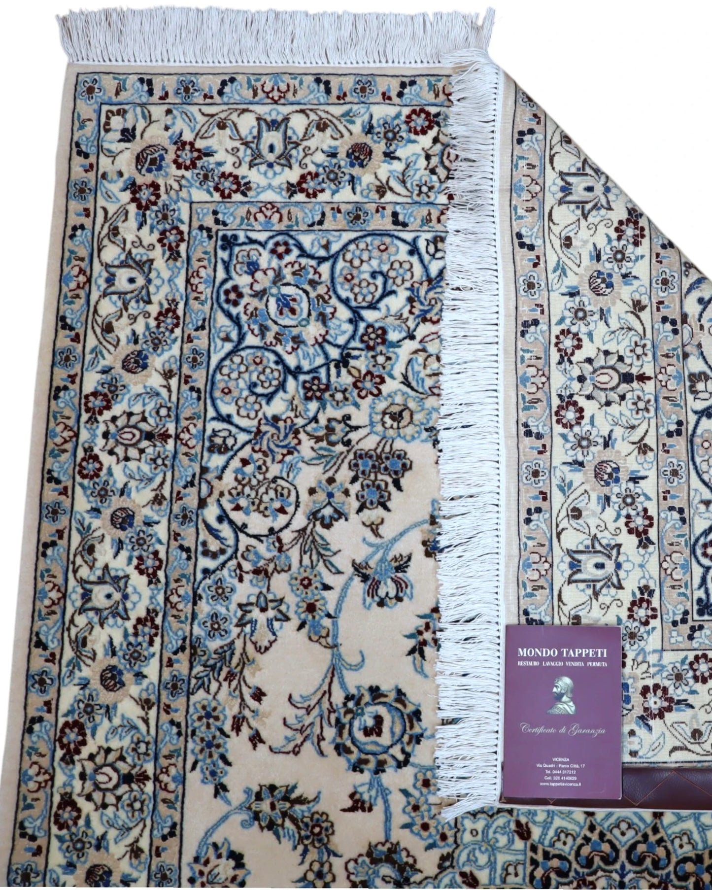 Tappeto Persiano habibian Nain 174x116cm Beige Blu Medaglione Floreale