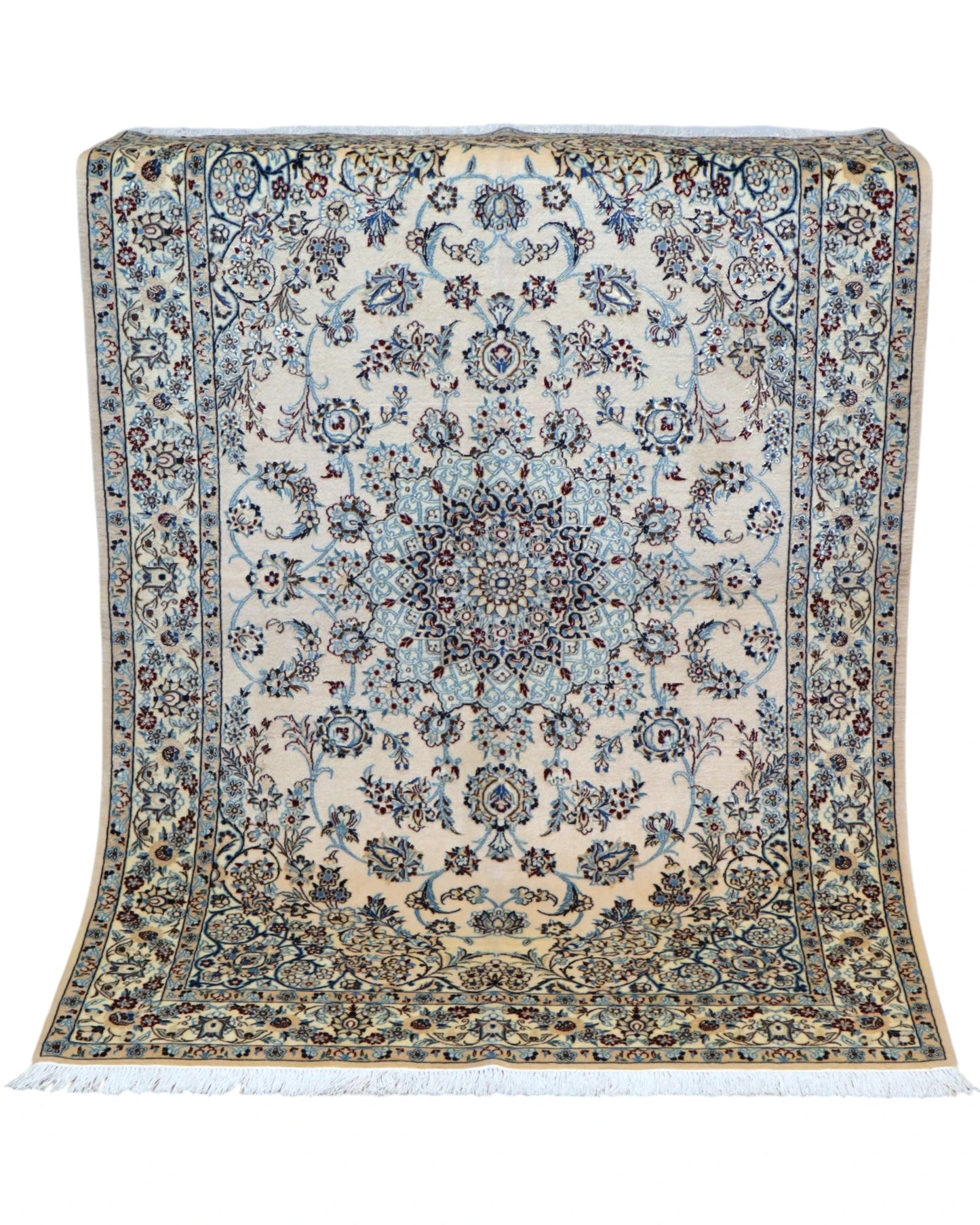 Tappeto persiano Nain 174x116cm in cotone e lana per grandi spazi