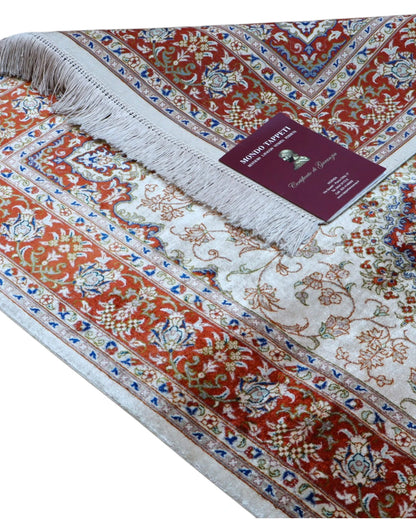 Tappeto Persiano Isfahan 170x110 cm Rosso Floreale Medaglione
