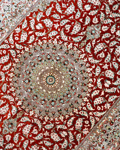 Tappeto Persiano Qom 152x97cm Rosso Medaglione
