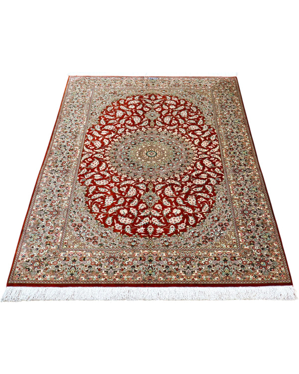 Tappeto Persiano 152x97cm stile medaglione, ideale per corridoio luminoso