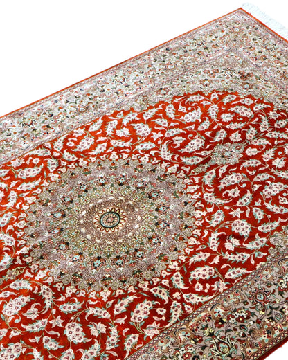 Tappeto Persiano Qom 152x97cm Rosso Medaglione