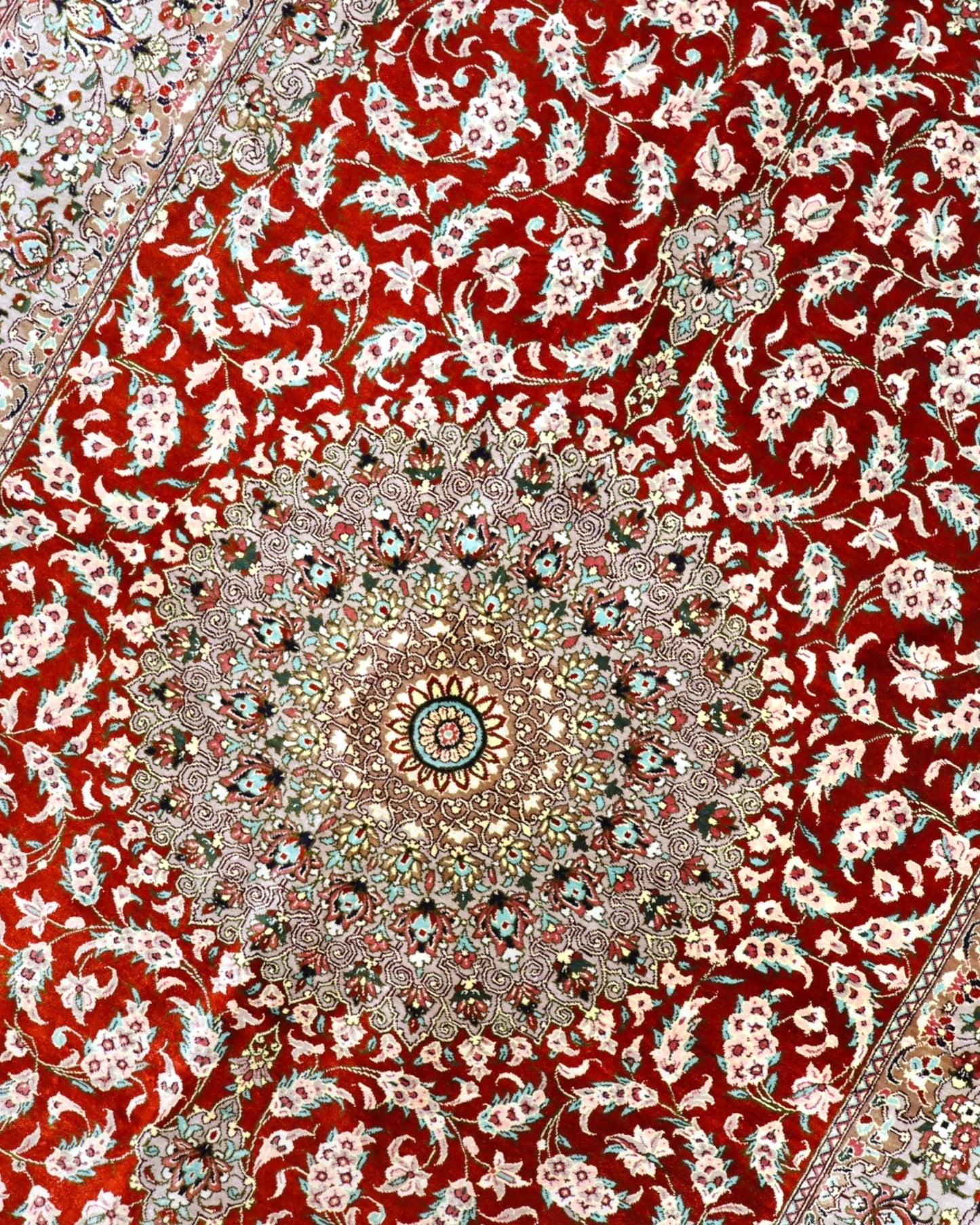 Tappeto Persiano Qom 152x97cm Rosso Medaglione