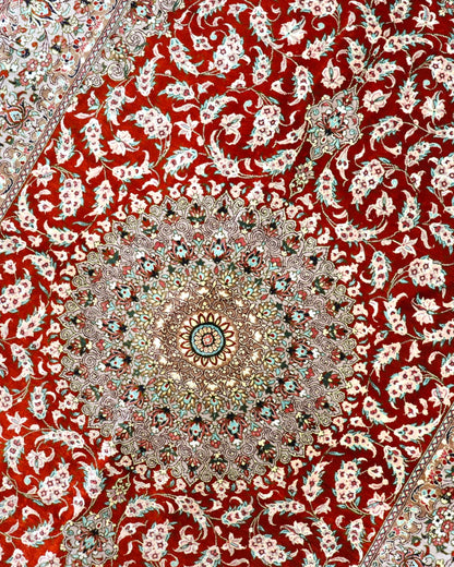 Tappeto Persiano Qom 152x97cm Rosso Medaglione