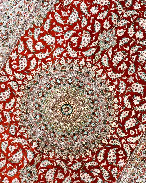 Tappeto Persiano Qom 152x97cm Rosso Medaglione