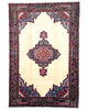 Tappeto 230x155 cm avorio blu e rosso con medaglione per soggiorno elegante.