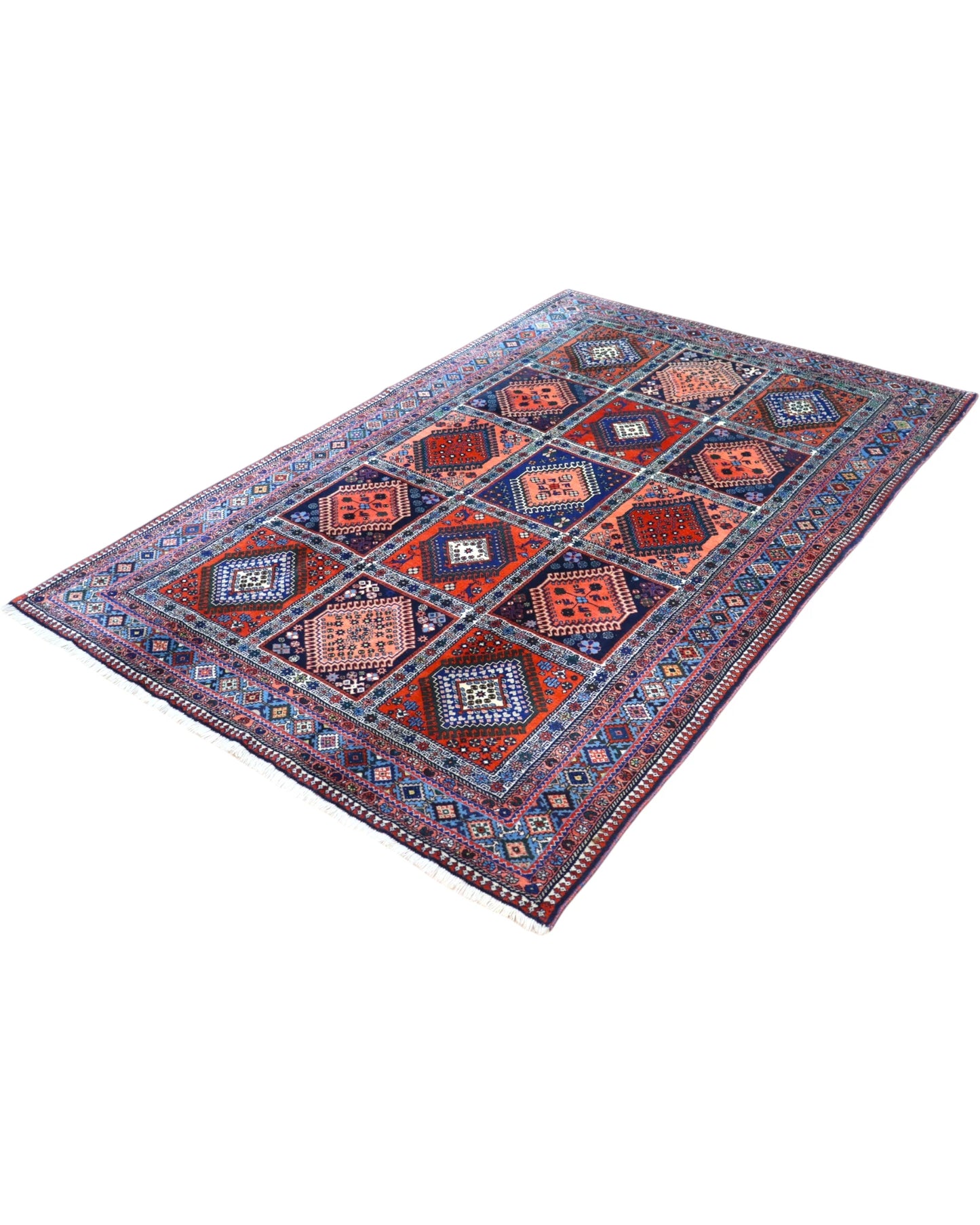 Tappeto 244x155 cm rosso e blu per corridoio elegante