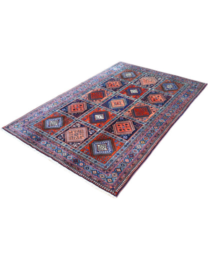 Tappeto 244x155 cm rosso e blu per corridoio elegante