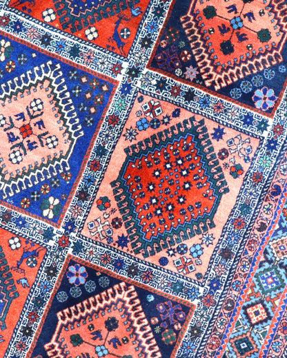Tappeto Persiano Yalame 244x155 cm Rosso e Blu