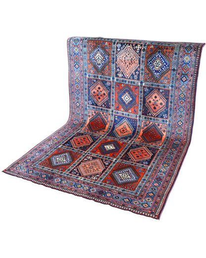 Tappeto 244x155 cm geometrico rosso e blu per grandi spazi