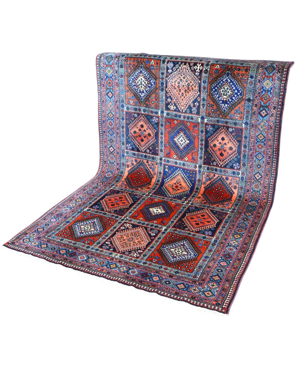 Tappeto 244x155 cm geometrico rosso e blu per grandi spazi