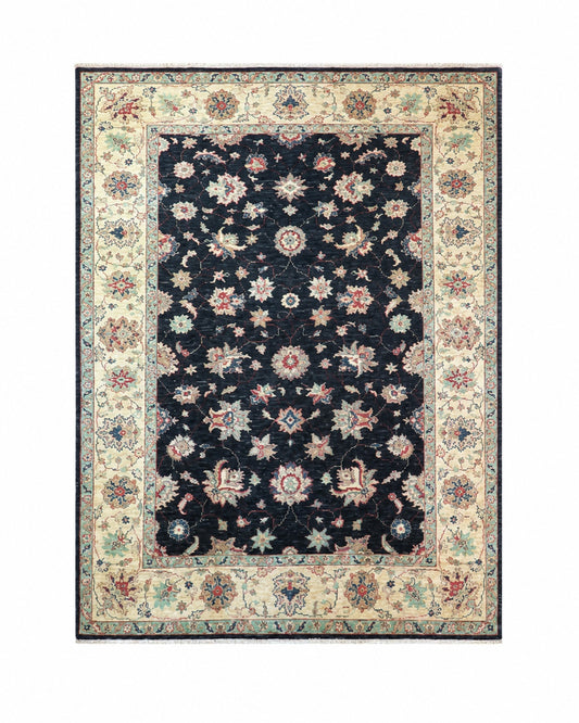 Tappeto Persiano Ziegler 262x180 cm Nero Avorio e Floreale