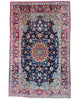 Tappeto blu e rosso con medaglione 247x156 cm per spazi raffinati.