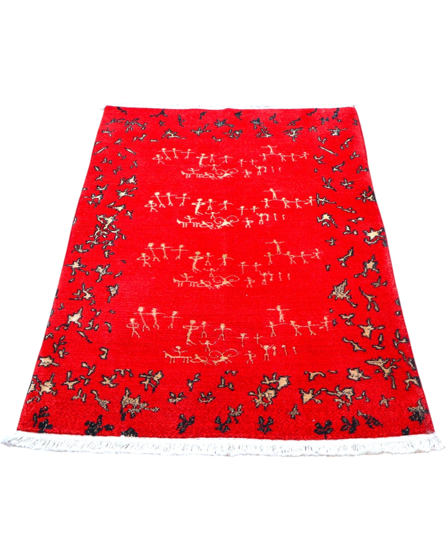 Tappeto persiano Sanneh 145x99 cm rosso e beige per piccoli spazi raffinati.