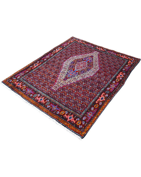 Tappeto persiano 147x130 cm rosso per ambiente interno elegante