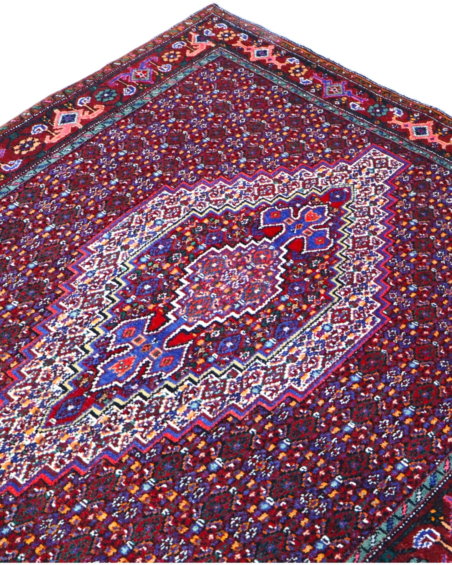 Tappeto persiano rosso con dettagli blu 147x130 cm per soggiorno