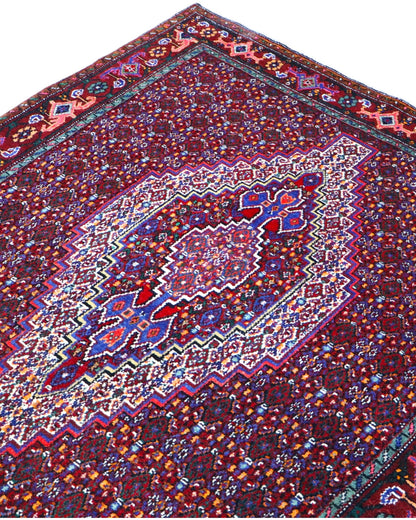 Tappeto persiano rosso con dettagli blu 147x130 cm per soggiorno