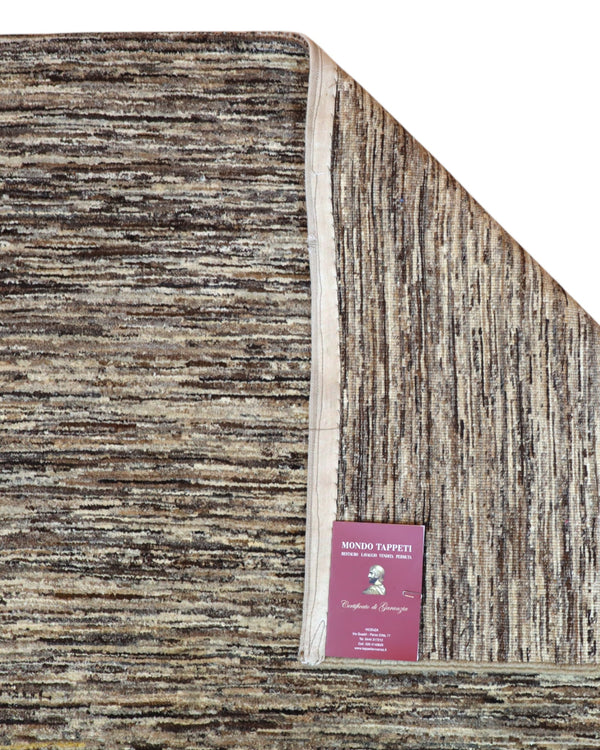  Tappeto moderno beige tono su tono 302x244 cm annodato a mano in lana e cotone, realizzato artigianalmente in Afghanistan.