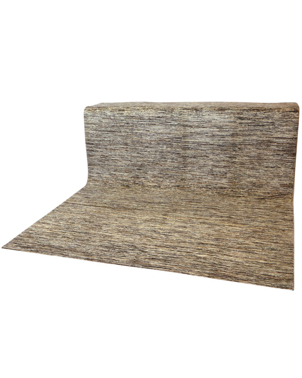 Tappeto moderno beige tono su tono 302x244 cm annodato a mano in lana e cotone, realizzato artigianalmente in Afghanistan.