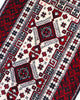 "Tappeto Balochistan 187x95 cm annodato a mano, fondo avorio con motivi geometrici rossi, neri e verdi."
