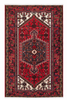 Tappeto 191x126 cm rosso avorio e blu con medaglione per soggiorno elegante.