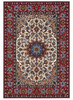 Tappeto 219x152 cm avorio rosso e blu con medaglione floreale per soggiorno elegante.